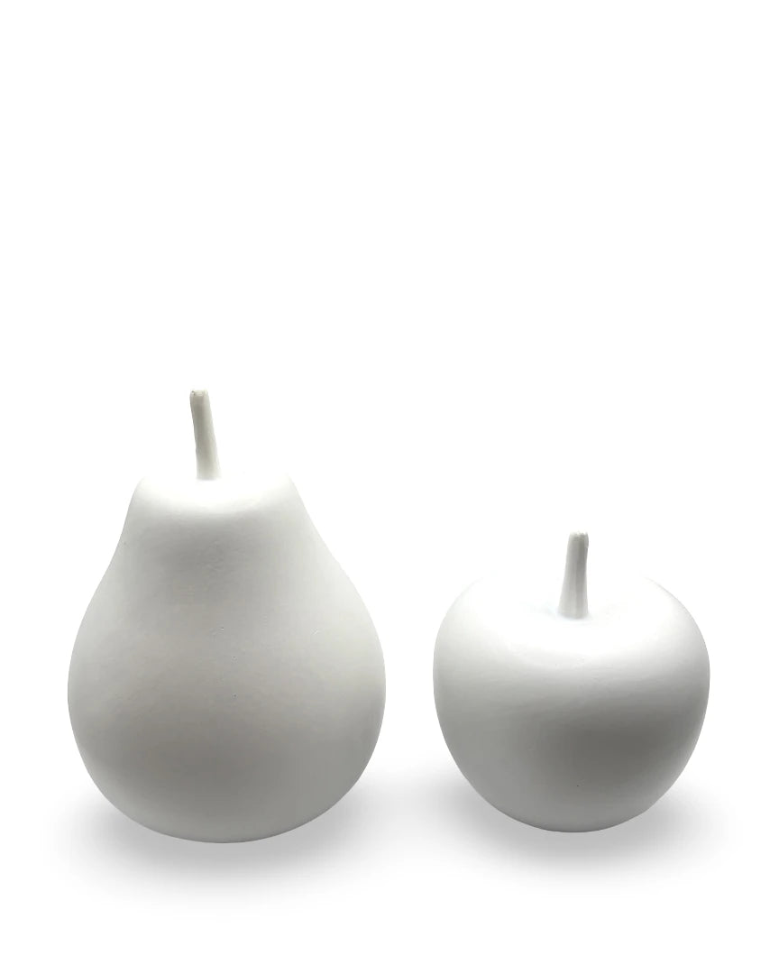 Set de figuras de cerámica manzana y pera