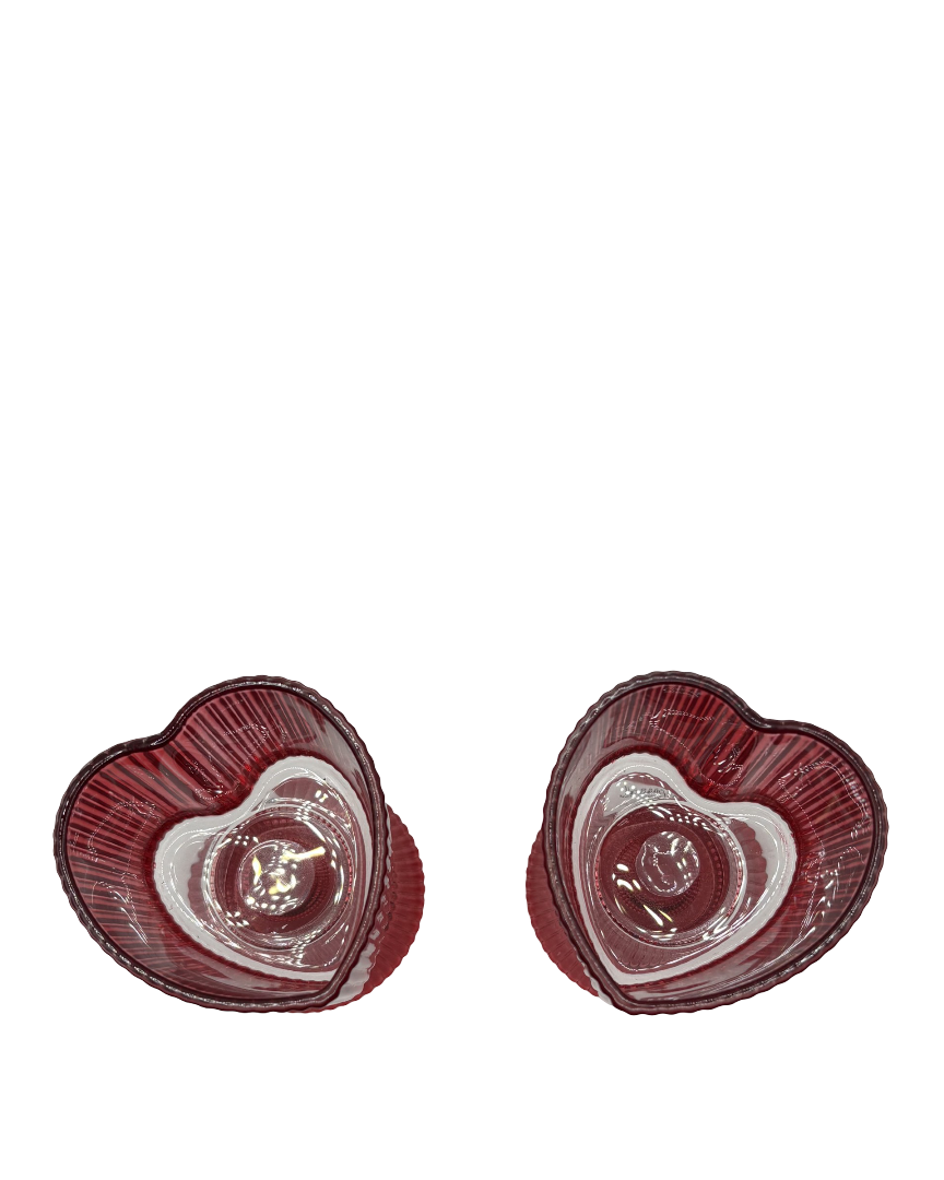 Set de copas rojas de vidrio en forma de corazón Love