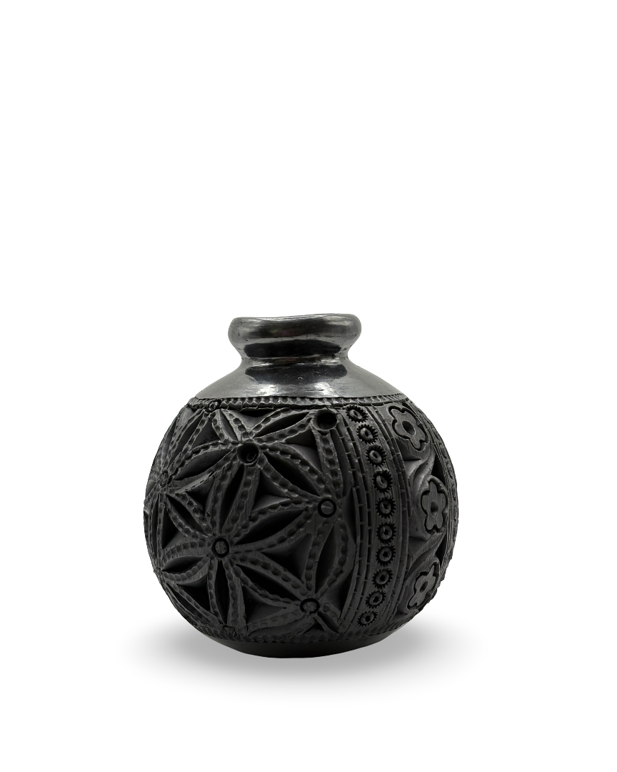 Florero mini barro negro Estrellas