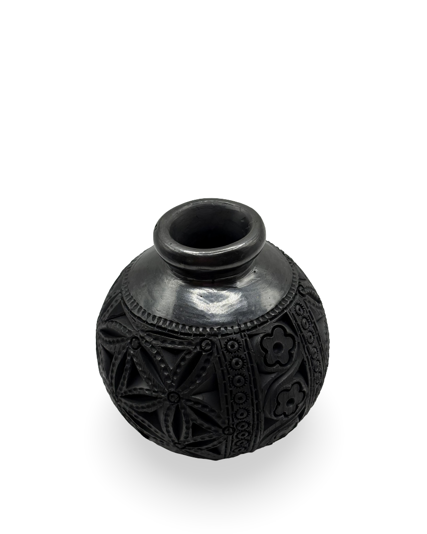 Florero mini barro negro Estrellas