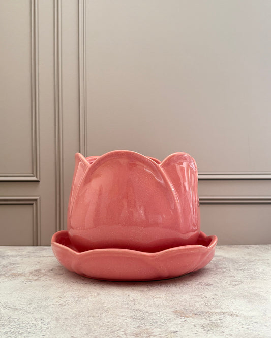 Maceta de cerámica Tulipán rosa