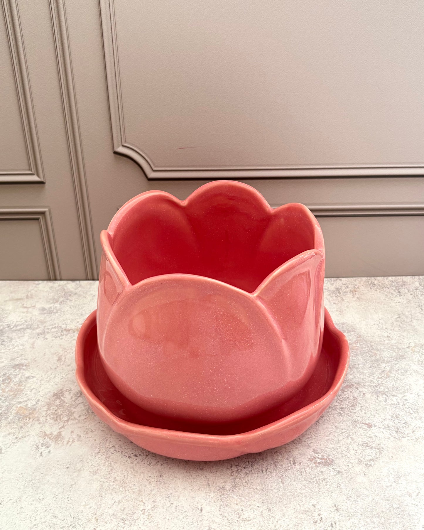 Maceta de cerámica Tulipán rosa