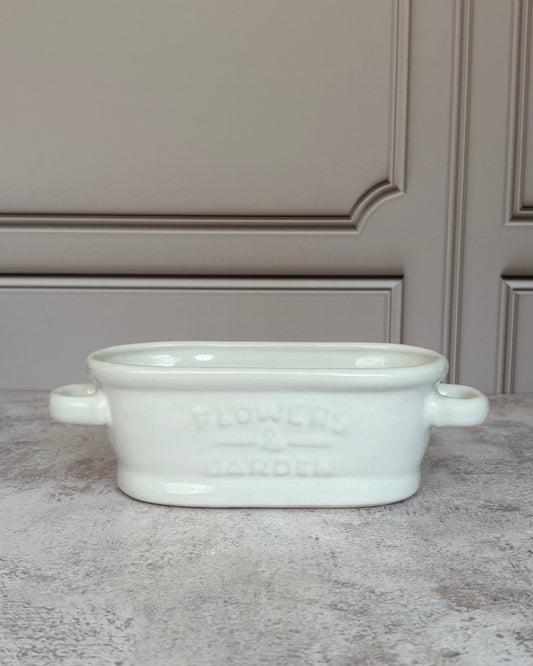 Maceta de cerámica Tina Vintage blanca