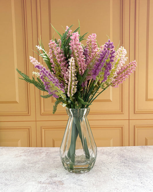 Florero de vidrio con flor artificial Nara