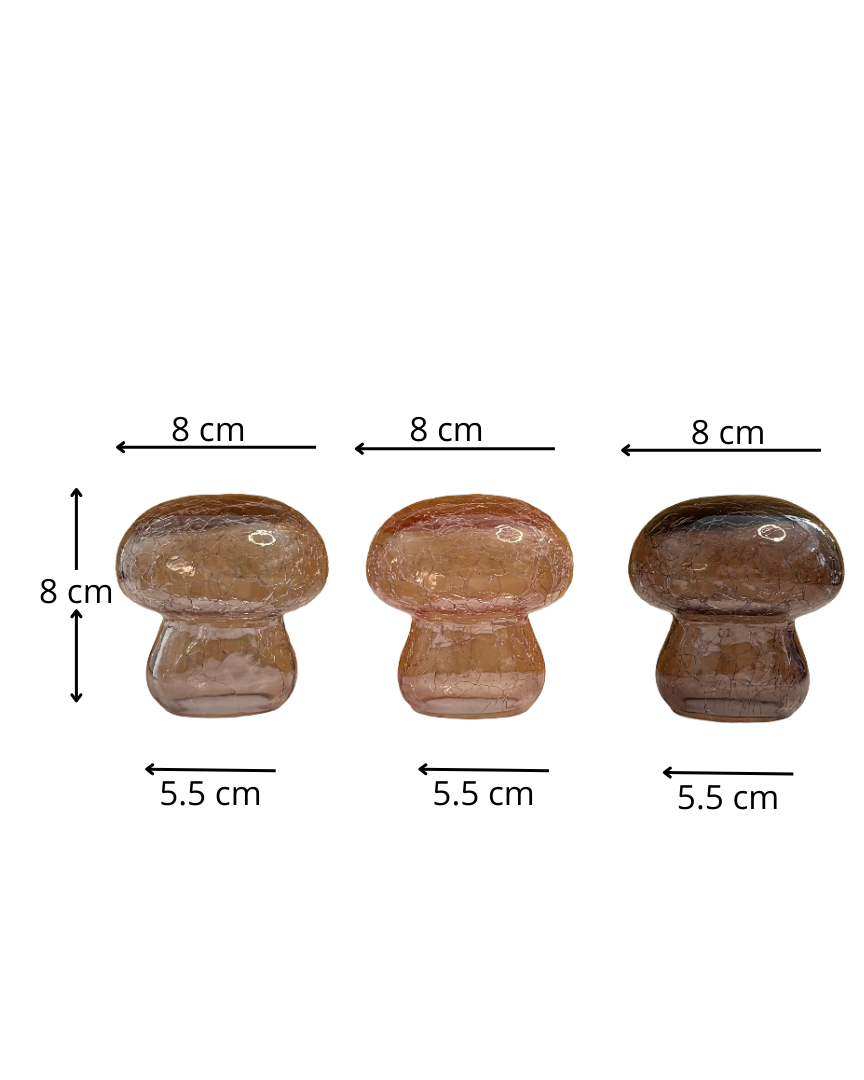 Set de 3 hongos decorativos de cristal