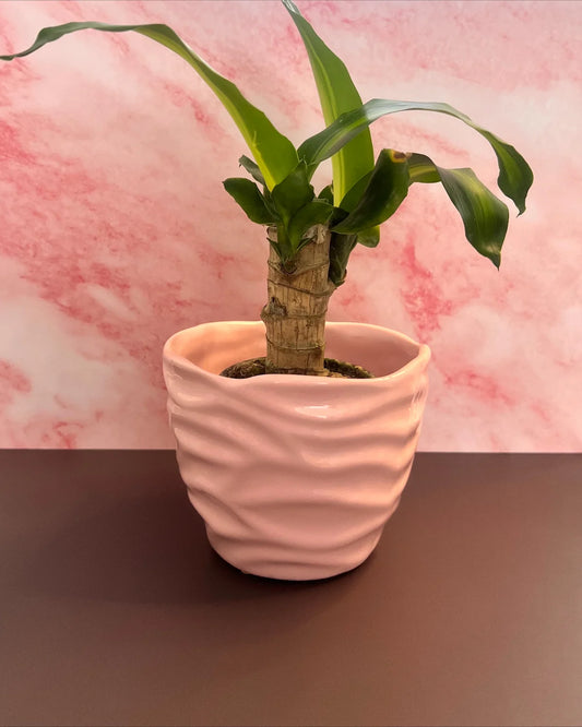 Maceta rosa de cerámica chica Ondé