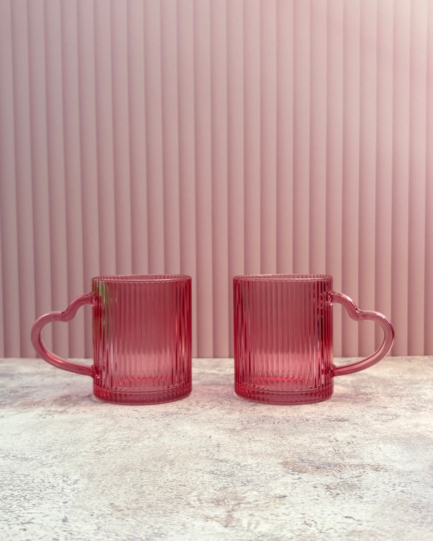 Set de tazas de vidrio rosa Mood Love