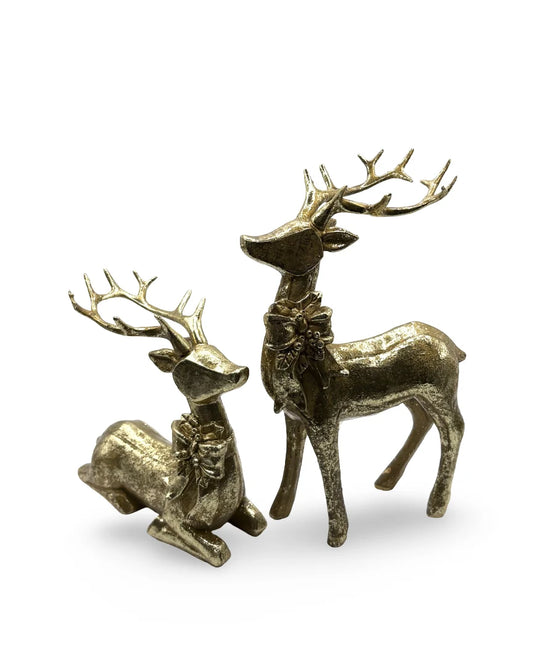 Set de venados navideños dorados