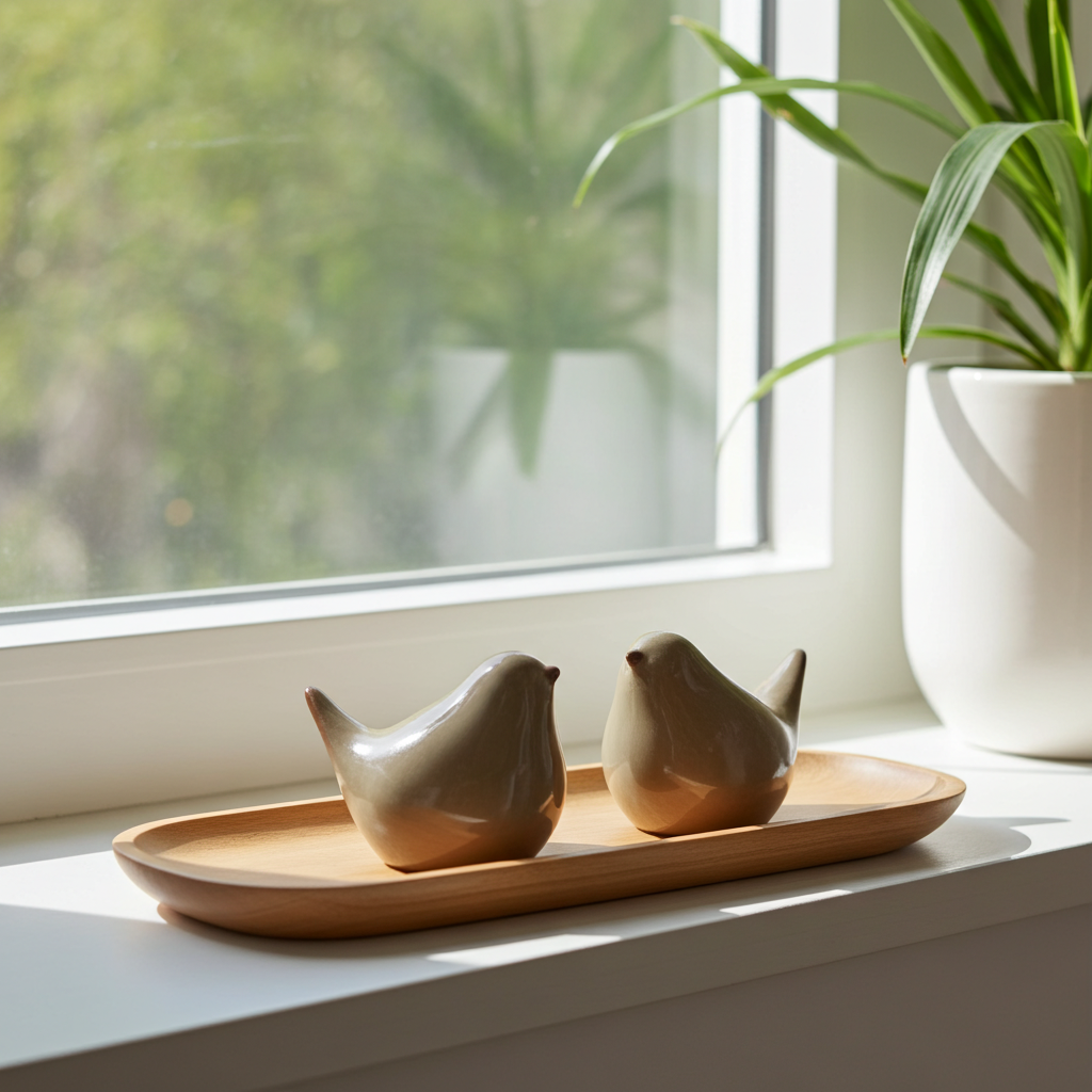 Set de figuras decorativas de cerámica en forma de ave