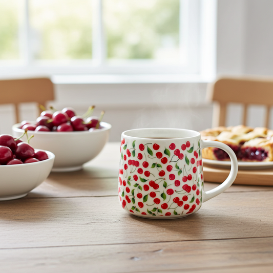 Taza de cerámica cerezas