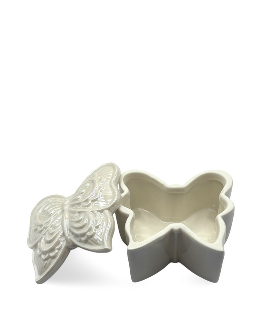Joyero de cerámica con tapa en forma de mariposa