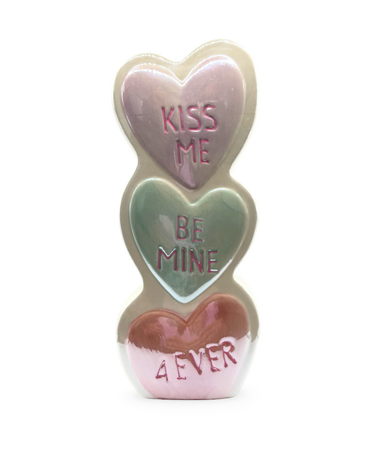 Florero de cerámica de corazones en color tornasol Be Mine