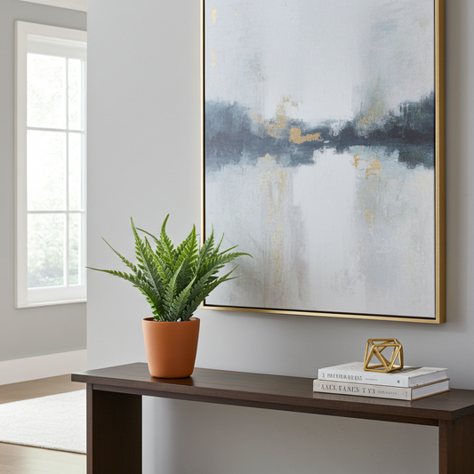 Maceta con planta decorativa artificial helecho