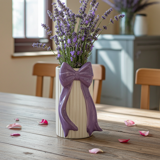 Florero de cerámica con moño Violette