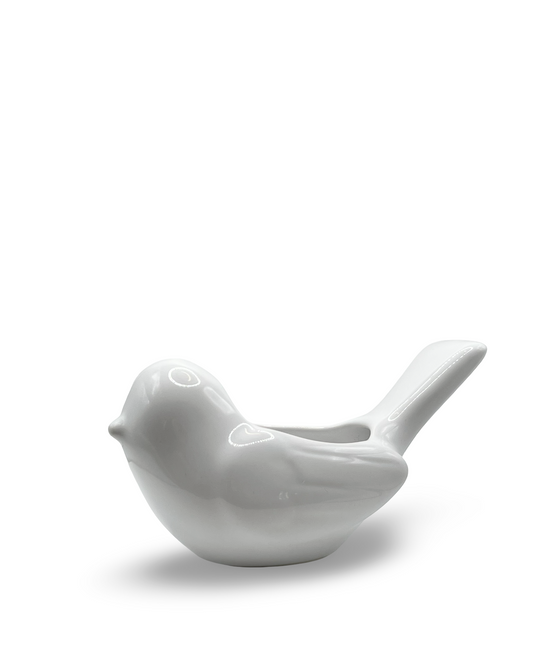 Maceta de cerámica blanca chica Pluma