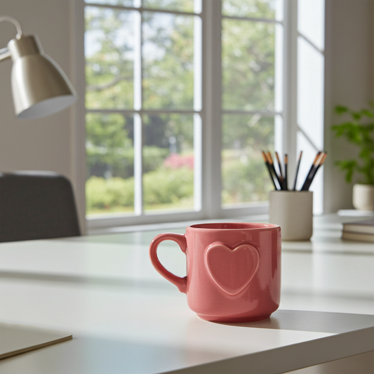 Taza de cerámica corazón en relieve