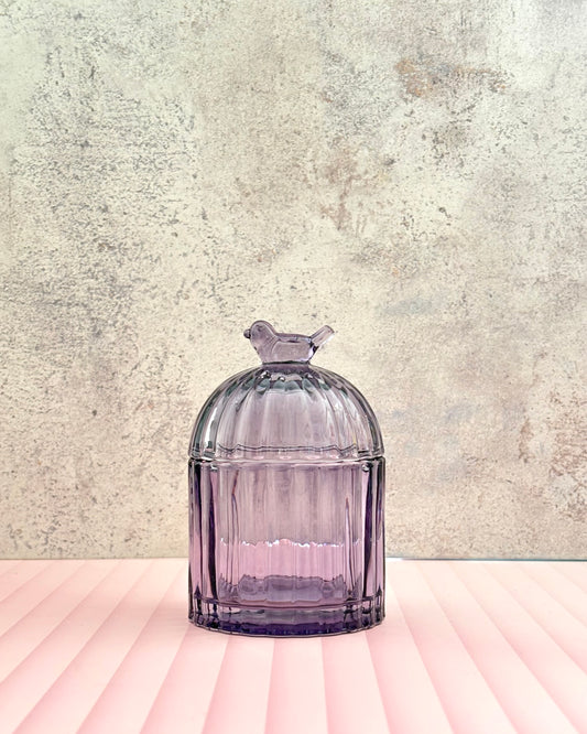 Joyero Birdie de vidrio con tapa