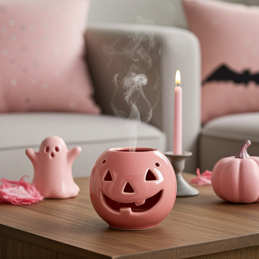 Difusor de cerámica Calabaza pink (incluye vela tealight y esencia floral gratis!)
