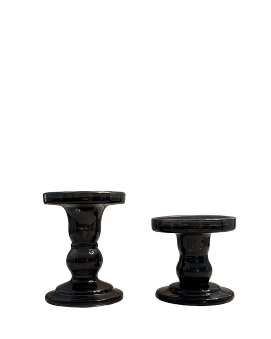 Set de candelabros de vidrio negro