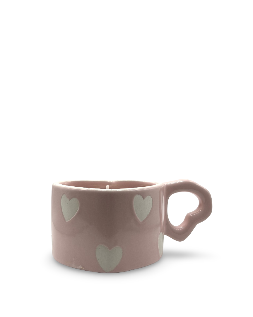 Vela aromática a fresa en taza de cerámica