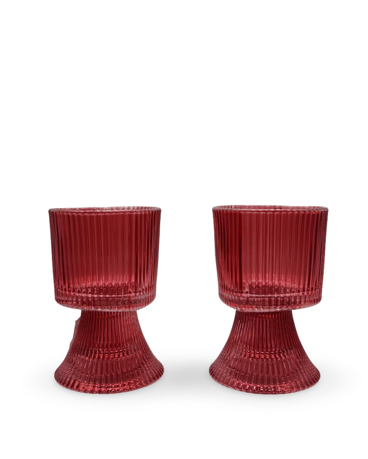 Set de copas rojas de vidrio en forma de corazón Love