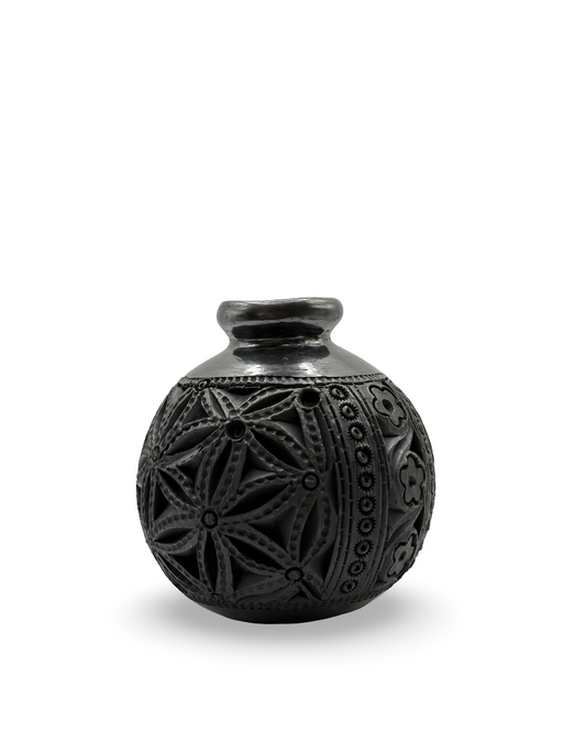 Florero mini barro negro Estrellas