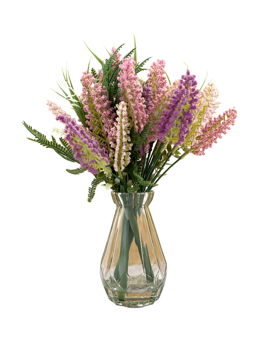 Florero de vidrio con flor artificial Nara