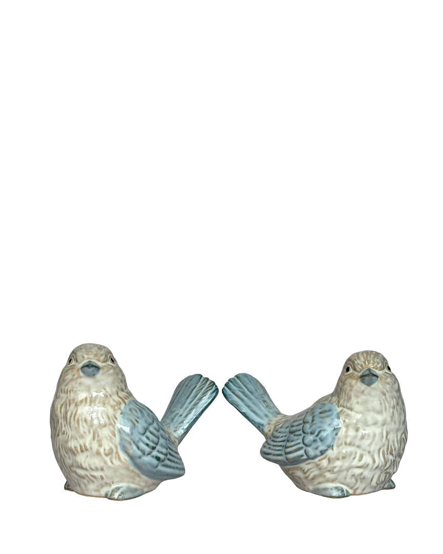 Set figuras decorativas aves cerámica