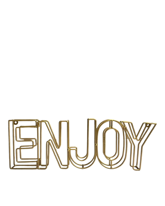 Letrero para pared de metal dorado Enjoy