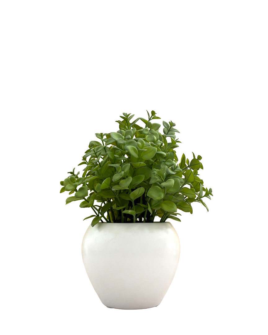 Maceta de cerámica con planta decorativa artificial