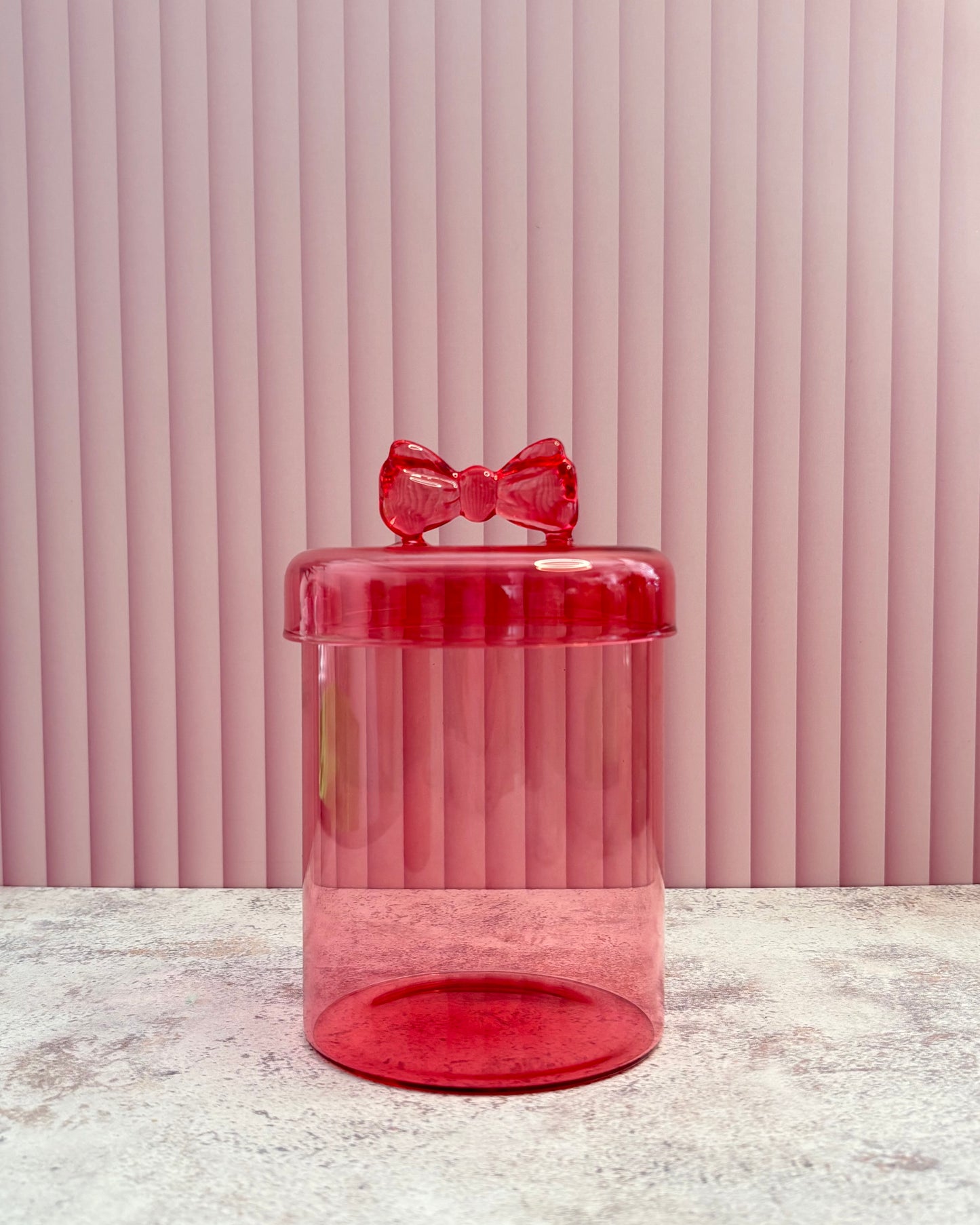 Contenedor de cristal rosa coquette Girly