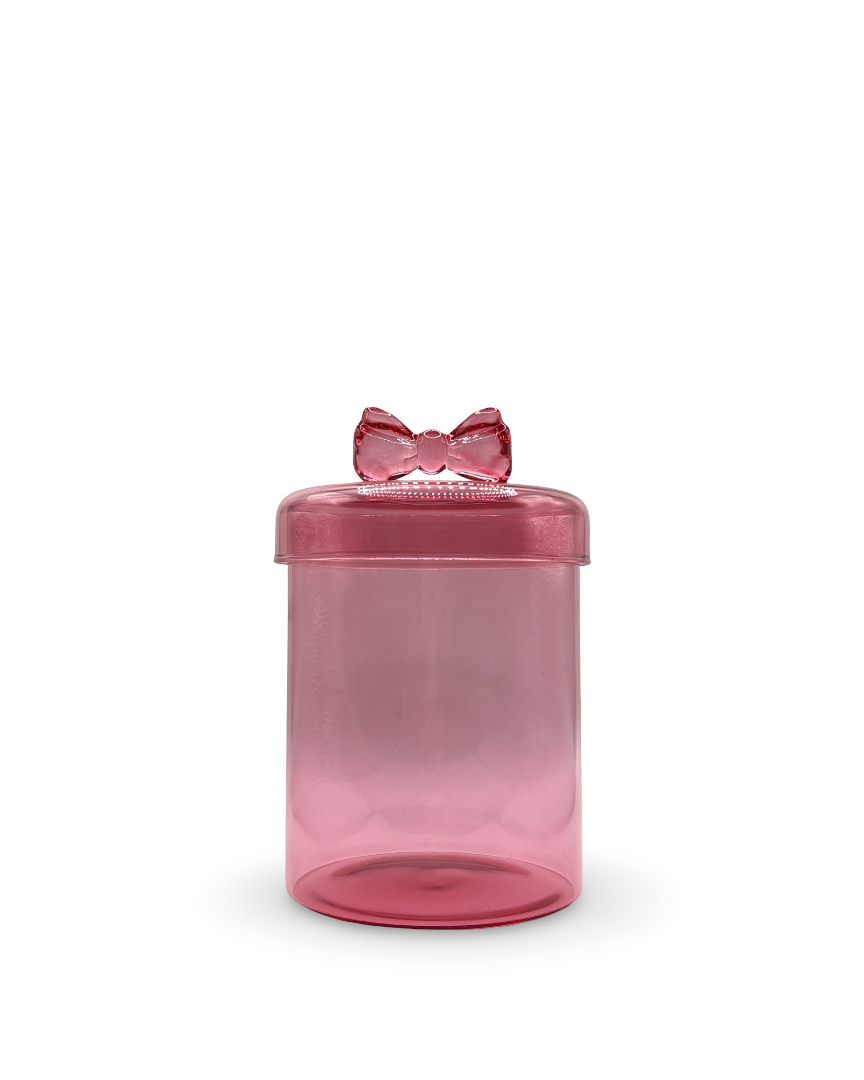 Contenedor de cristal rosa coquette Girly
