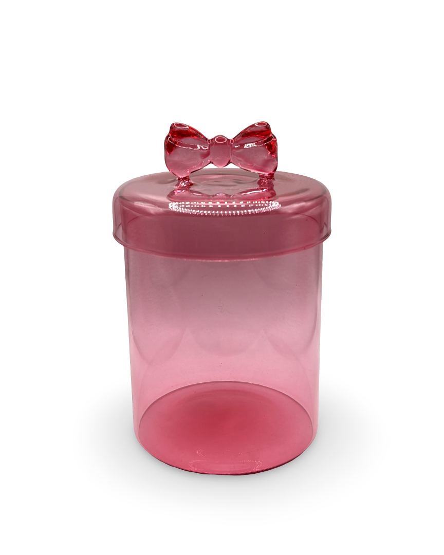 Contenedor de cristal rosa coquette Girly