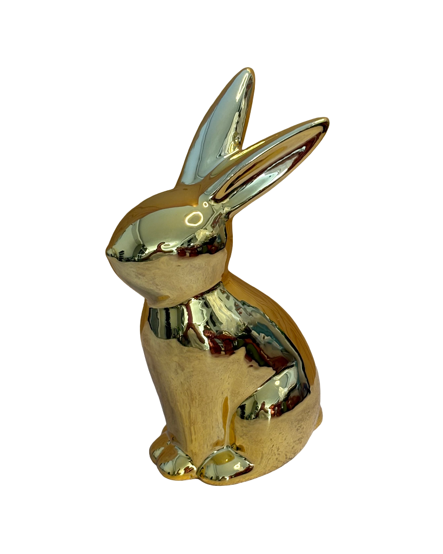 Figura decorativa de cerámica Conejo de Pascua Golden