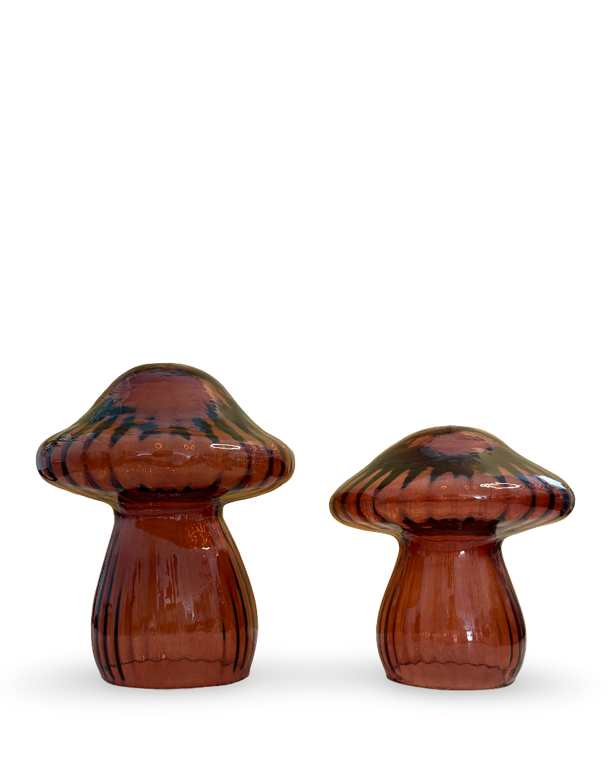 Set figuras decorativas Hongos de vidrio