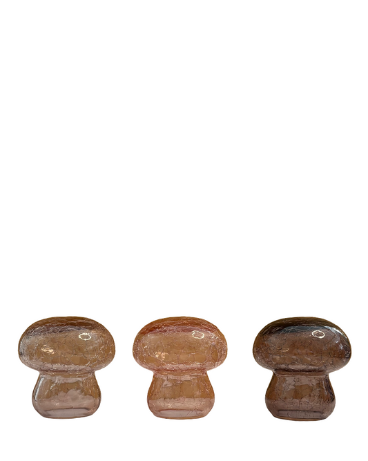Set de 3 hongos decorativos de cristal