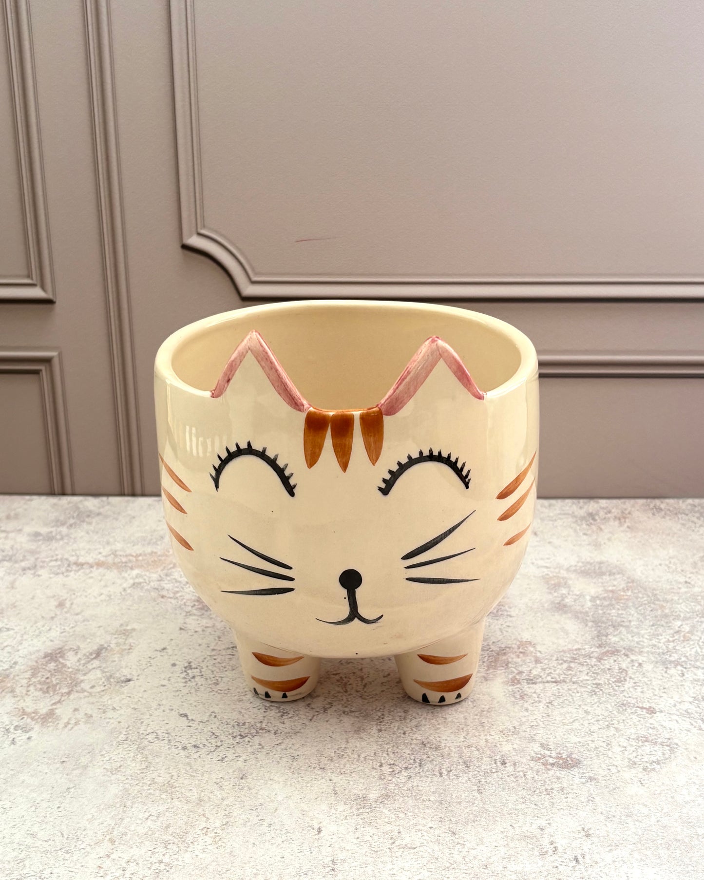 Maceta de cerámica gato