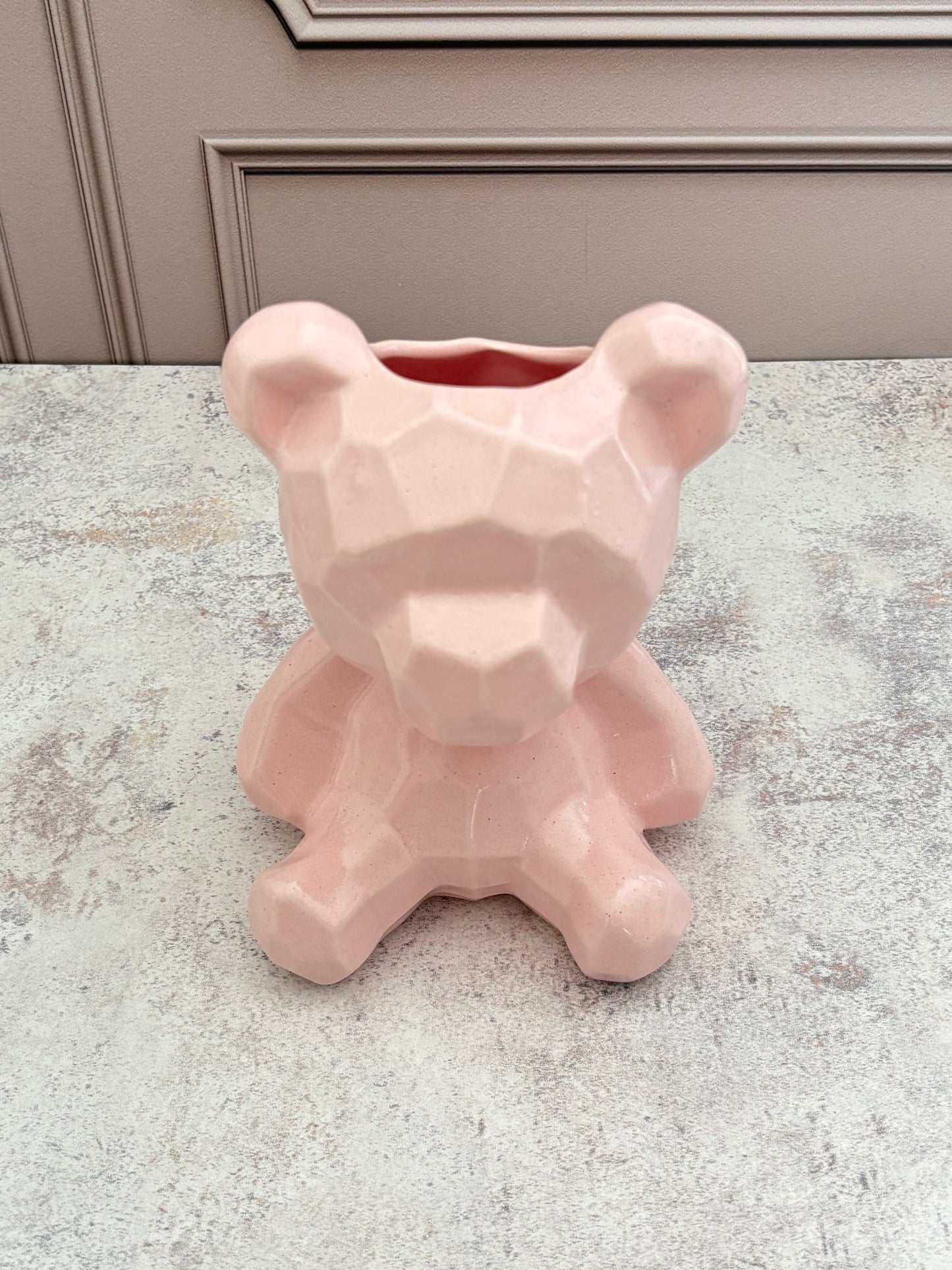 Maceta de cerámica Oso rosa