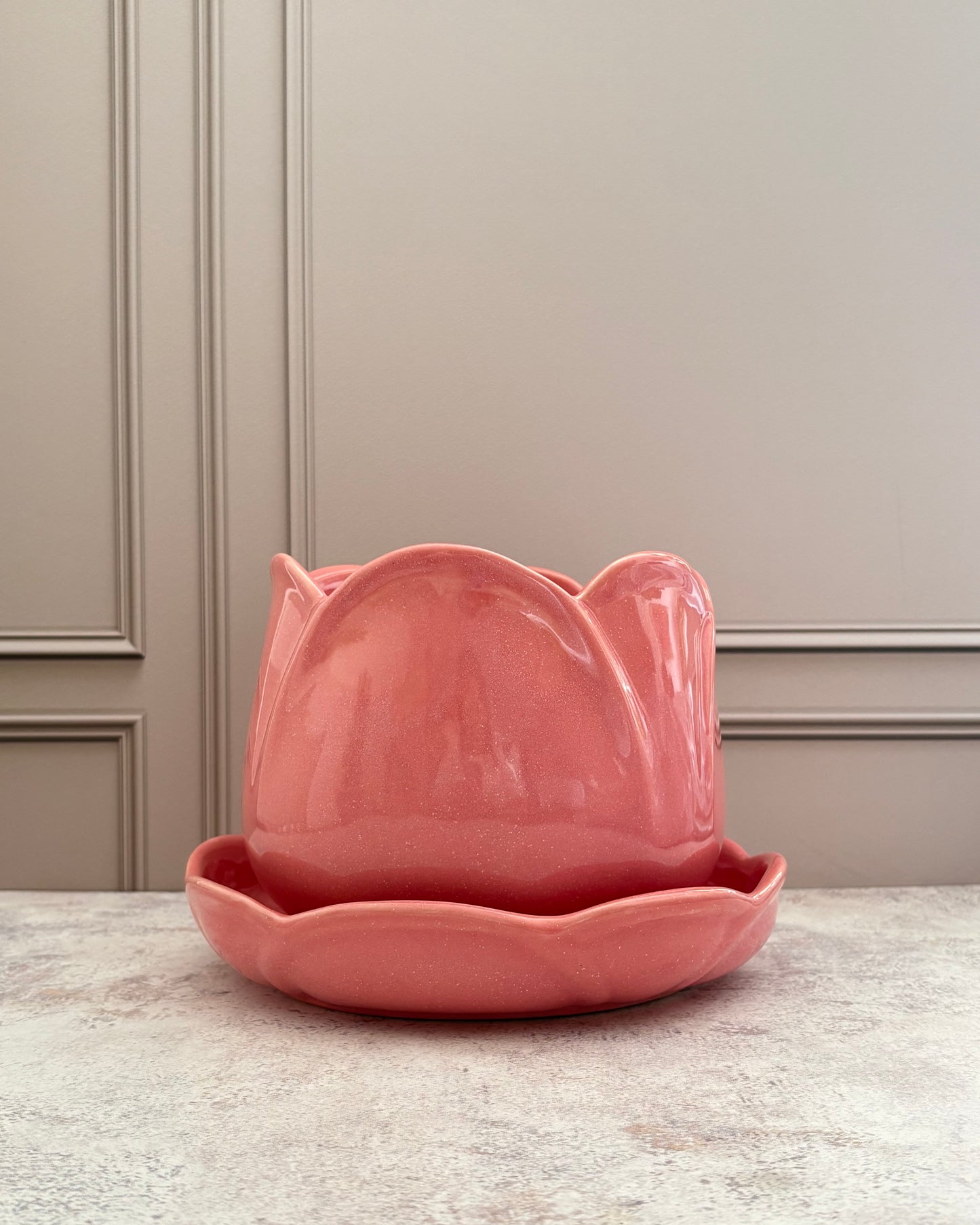 Maceta de cerámica Tulipán rosa