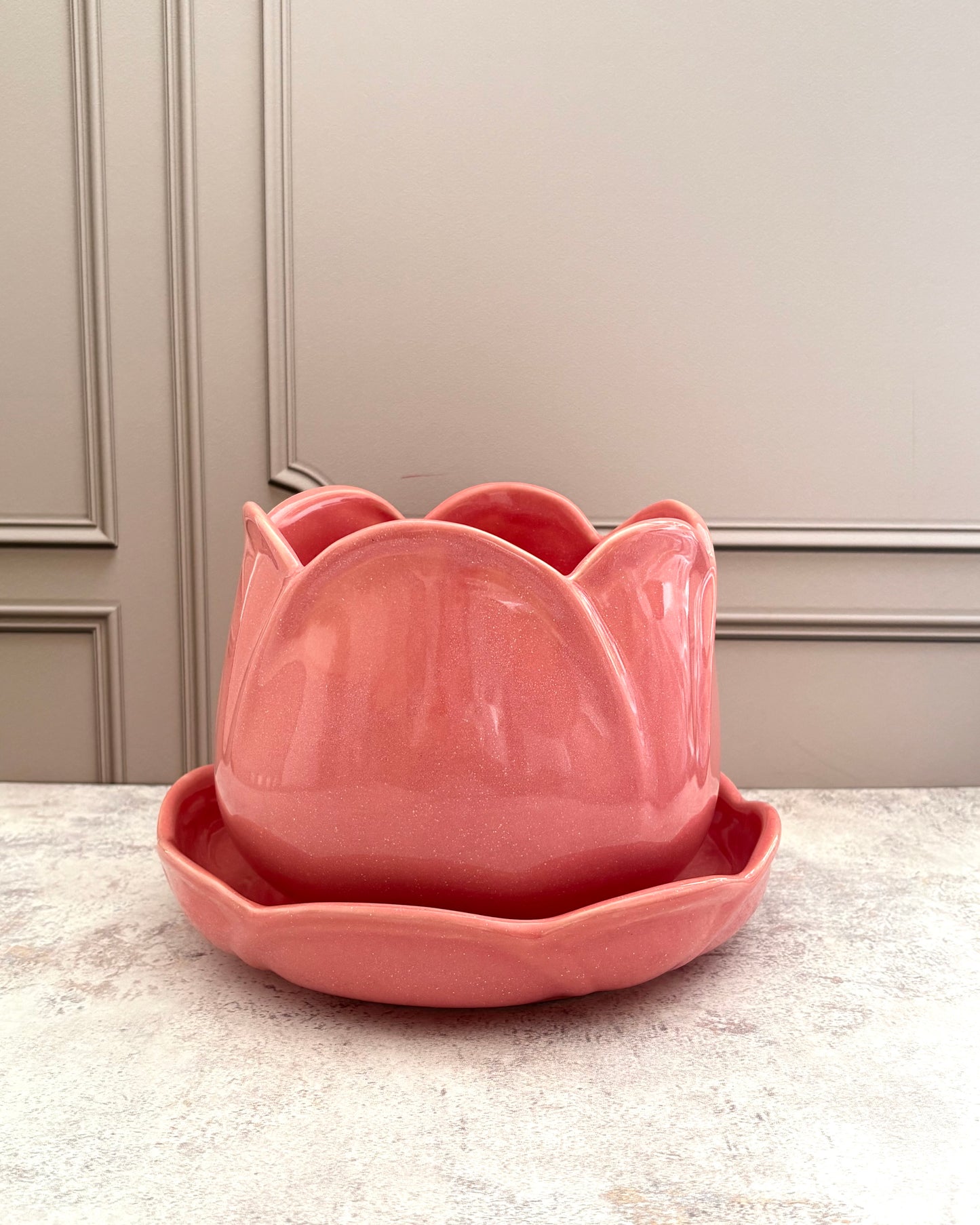 Maceta de cerámica Tulipán rosa