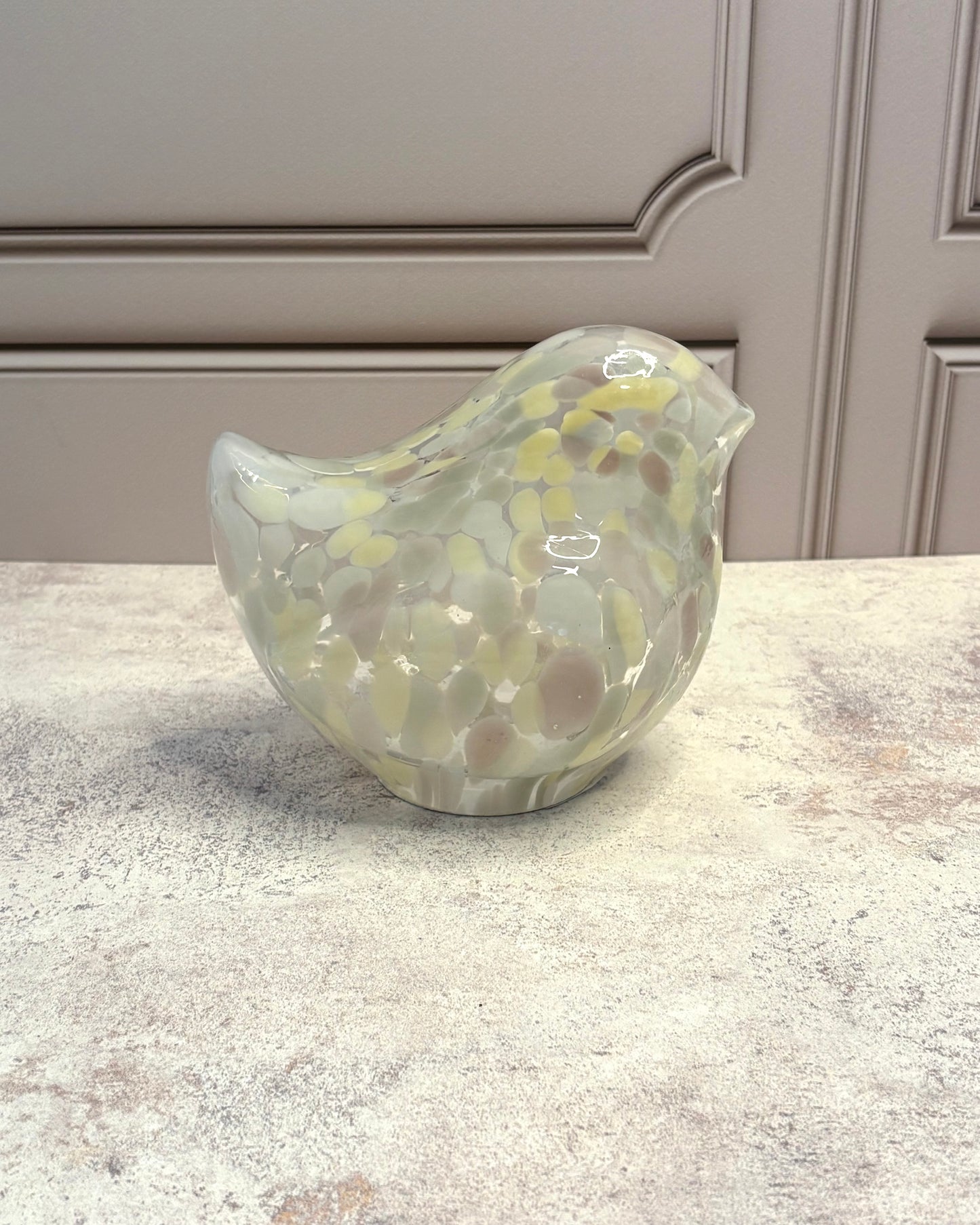 Figura decorativa de vidrio ave jaspeada