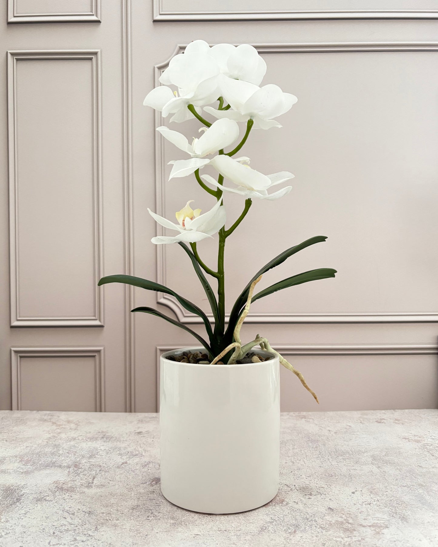 Arreglo orquídea blanca artificial
