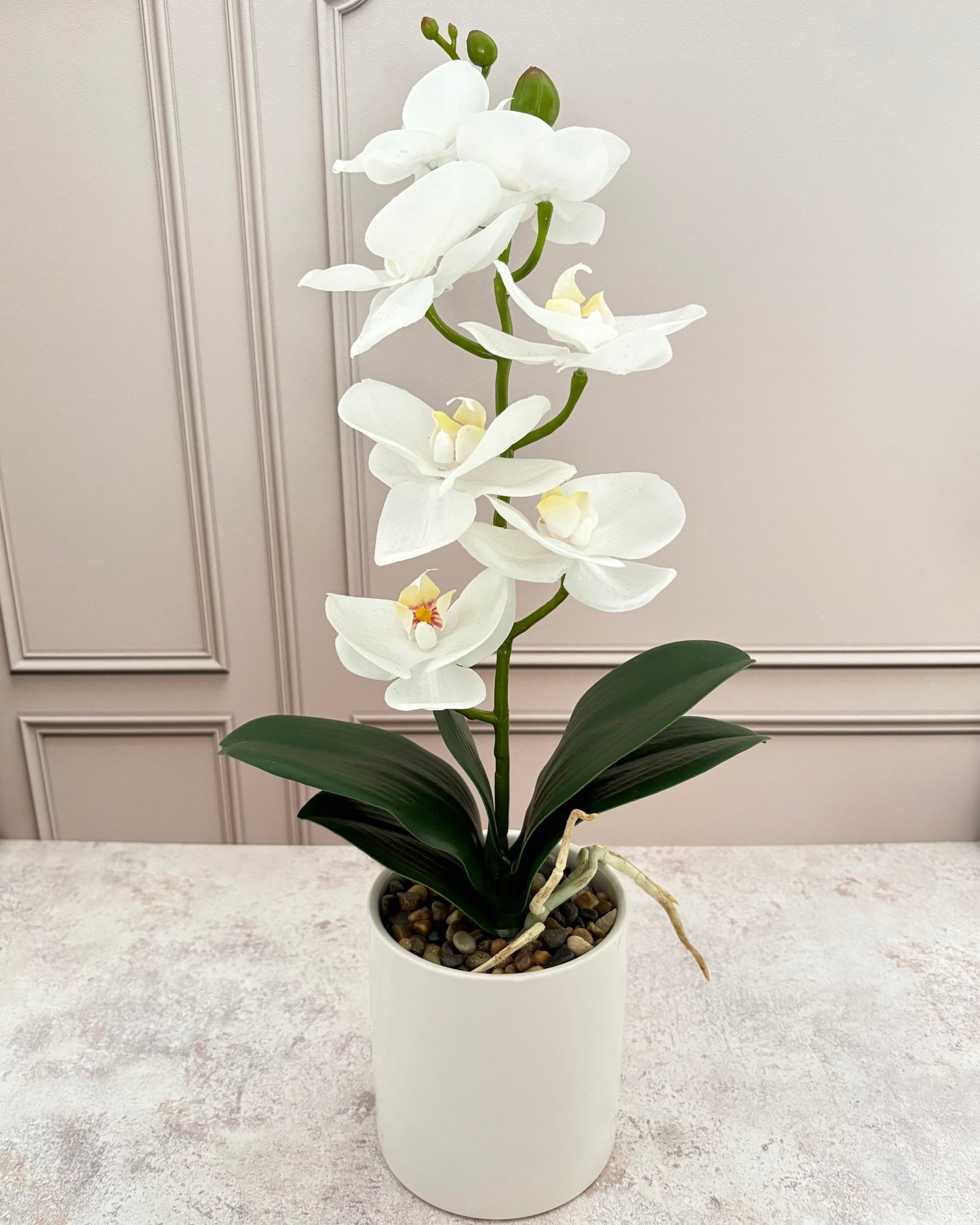 Arreglo orquídea blanca artificial