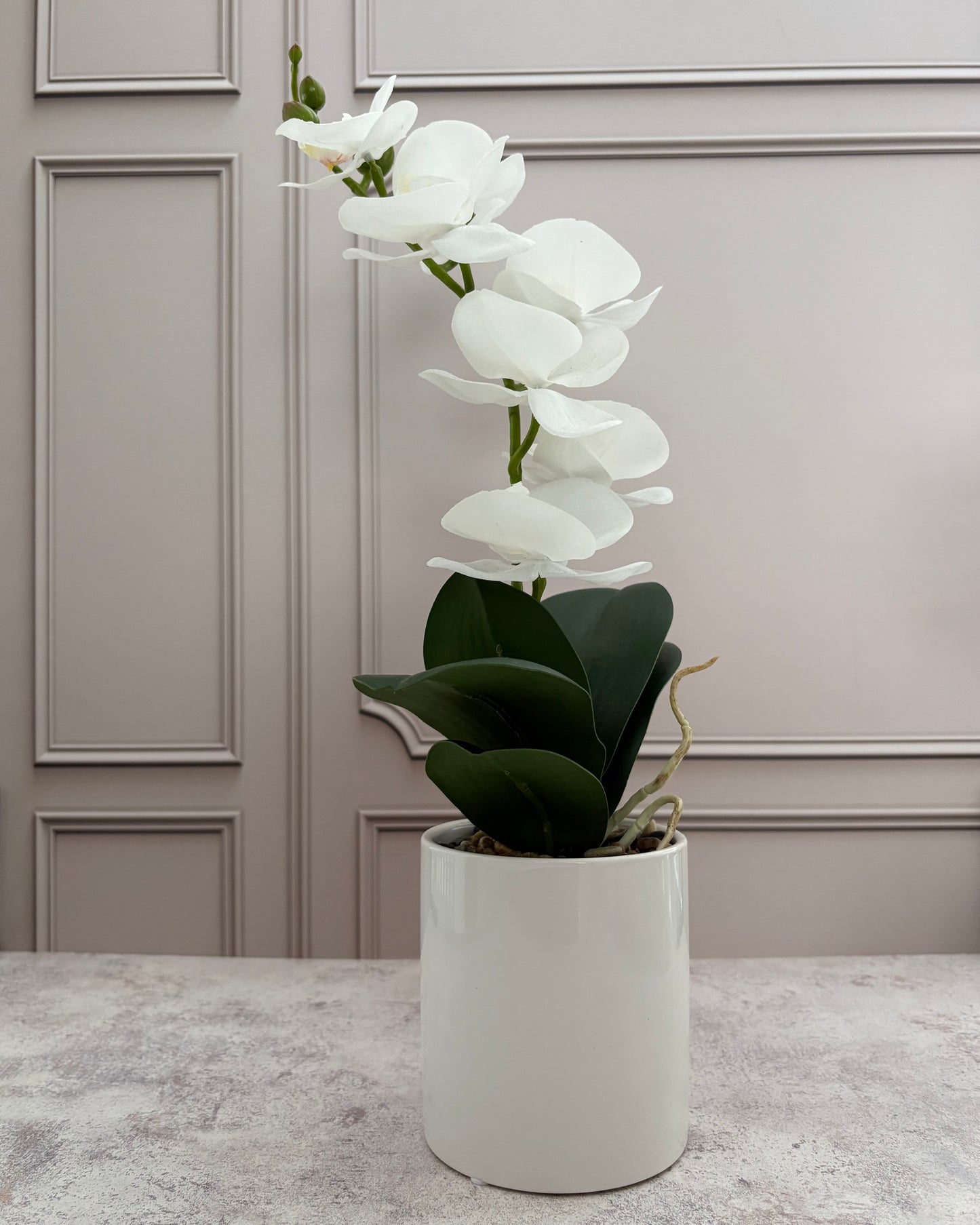 Arreglo orquídea blanca artificial