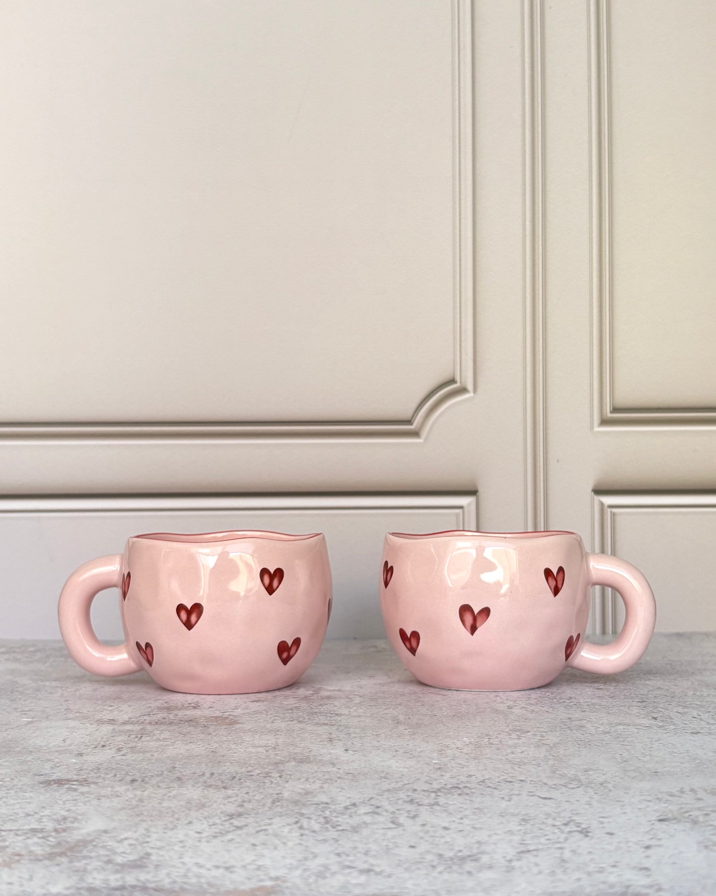 Set de tazas de cerámica rosas