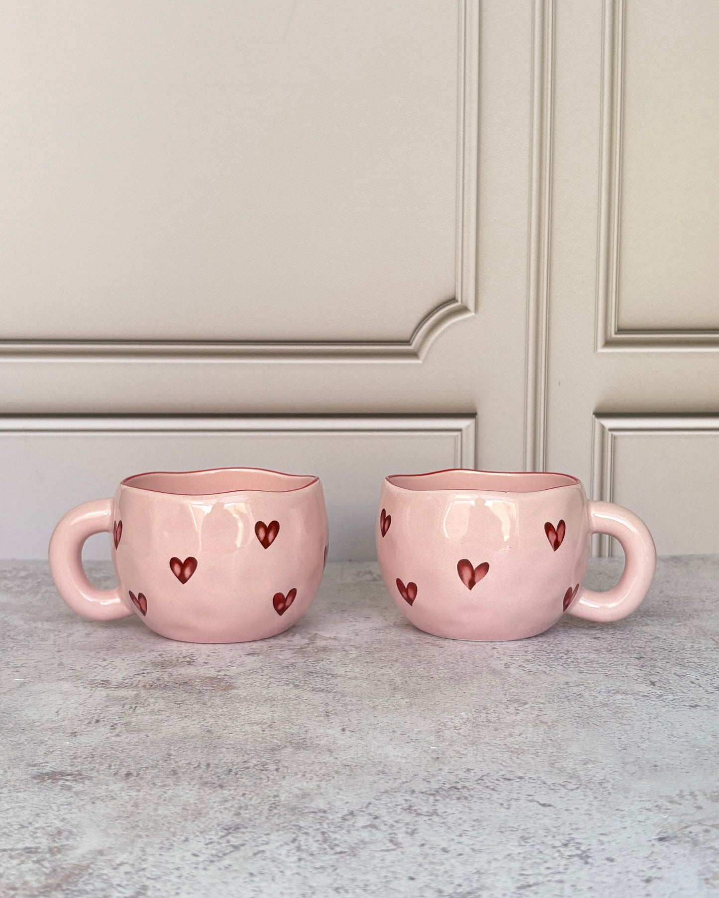Set de tazas de cerámica rosas