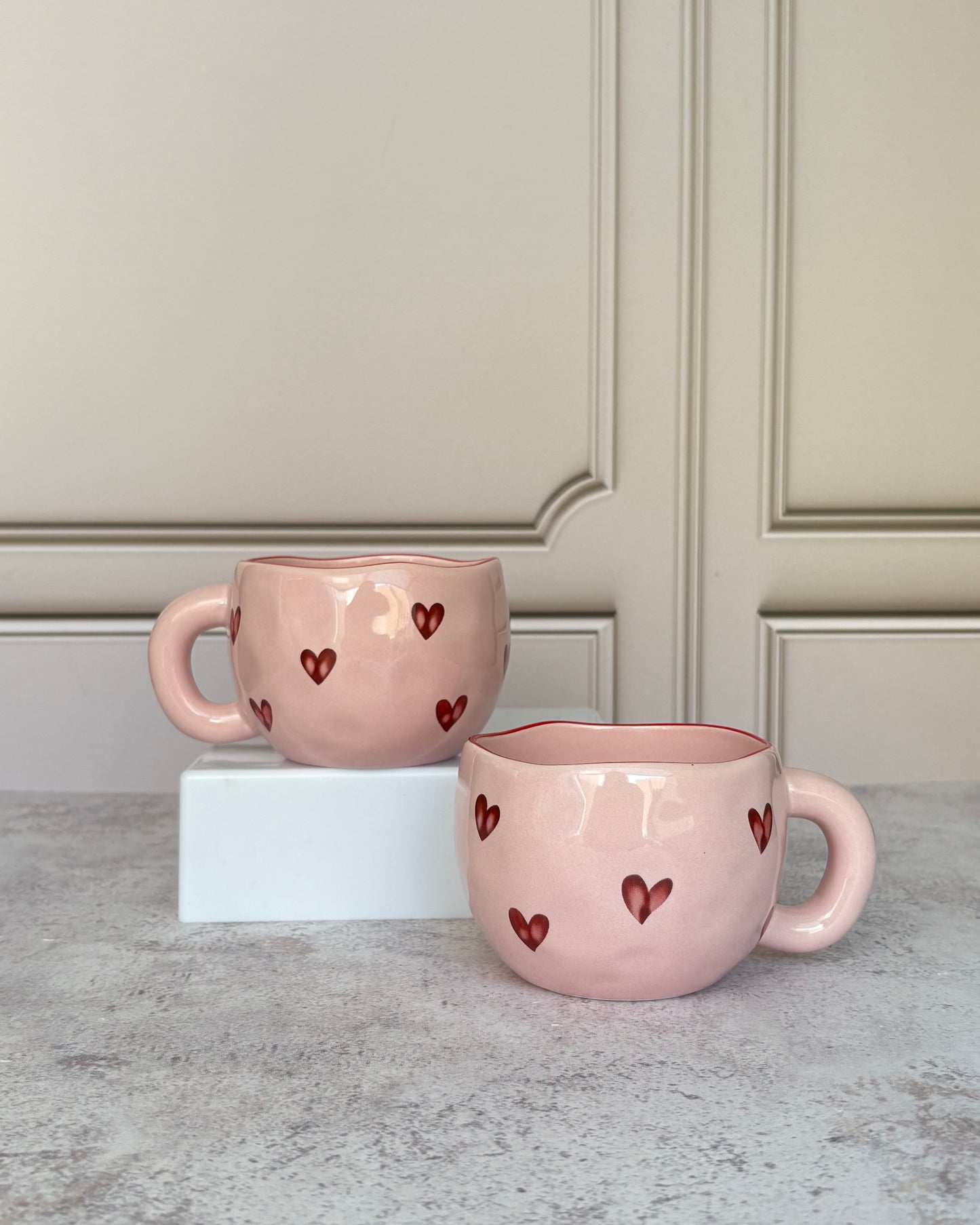 Set de tazas de cerámica rosas