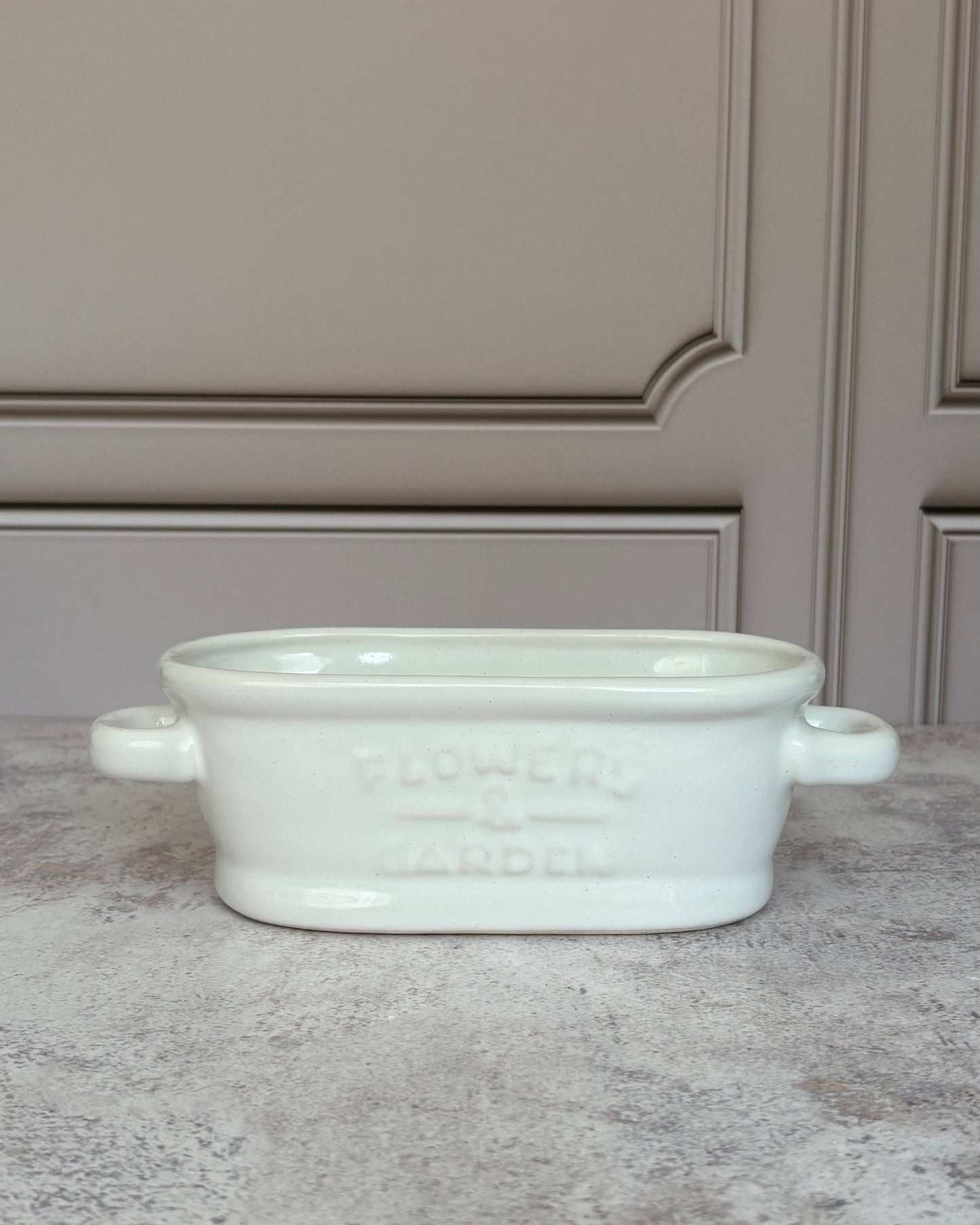 Maceta de cerámica Tina Vintage blanca