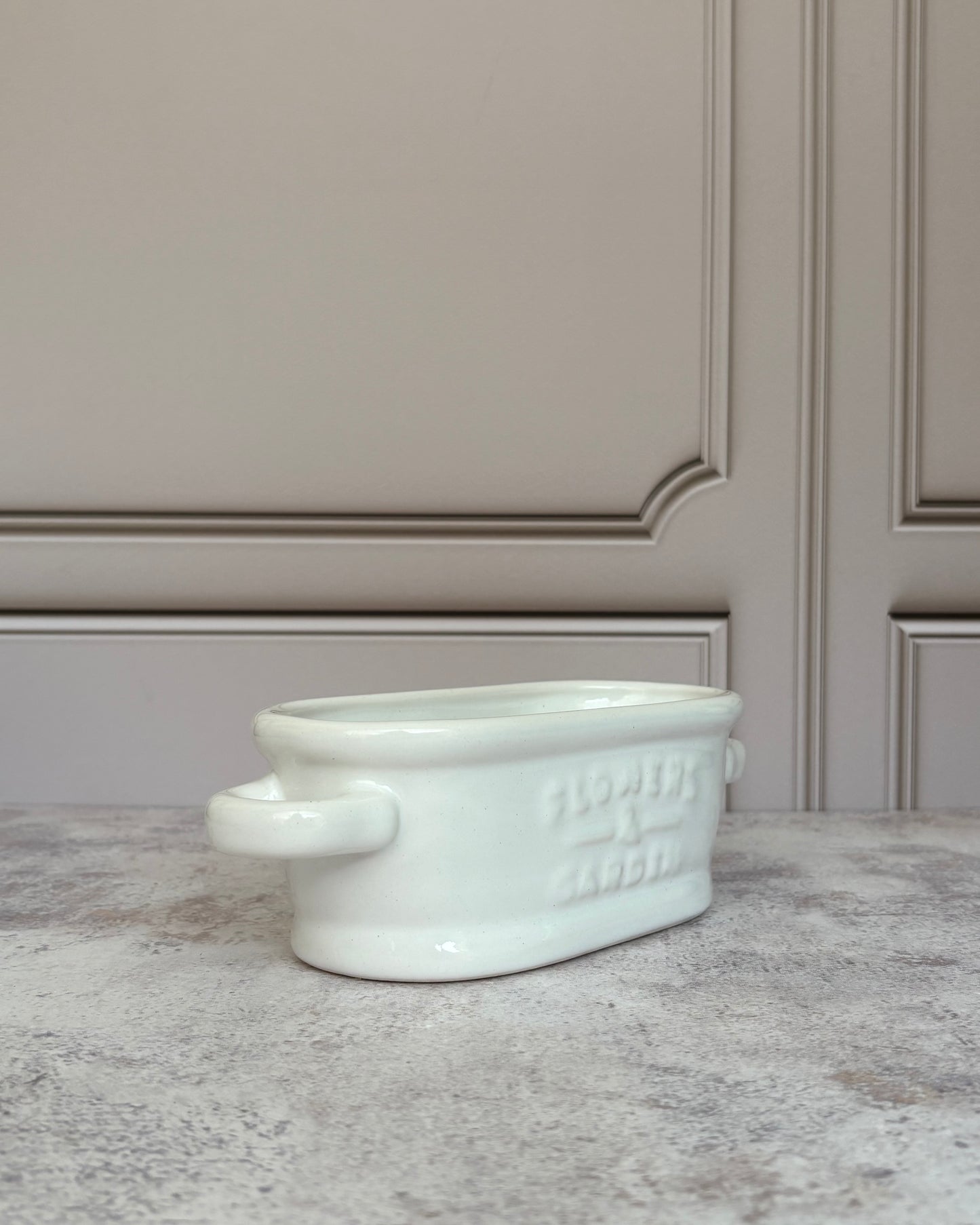 Maceta de cerámica Tina Vintage blanca