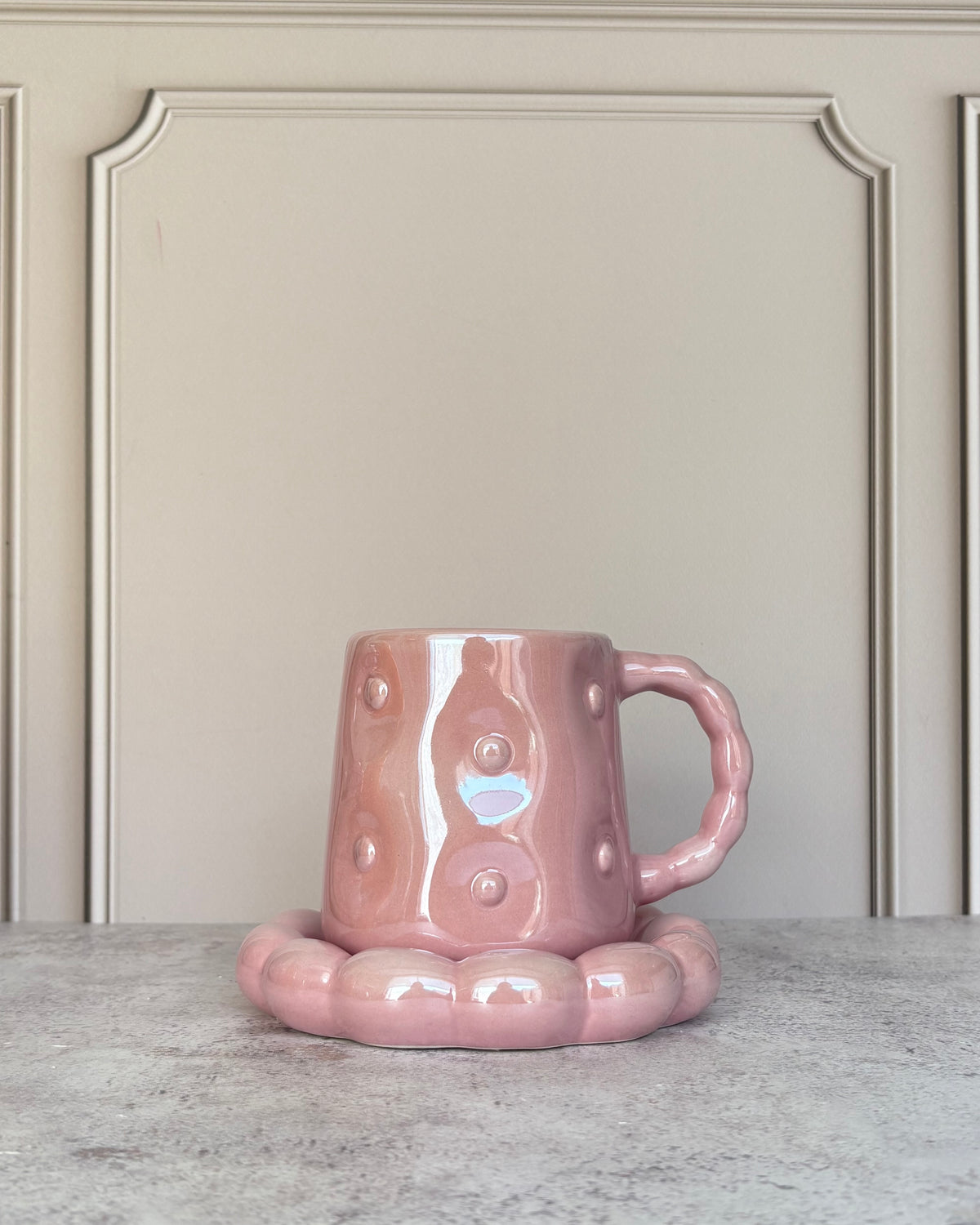 Set de taza y plato de cerámica Coquette